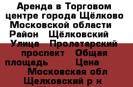 Аренда в Торговом центре города Щёлково Московской области › Район ­ Щёлковский  › Улица ­ Пролетарский проспект › Общая площадь ­ 30 › Цена ­ 48 000 - Московская обл., Щелковский р-н, Щелково г. Недвижимость » Помещения аренда   